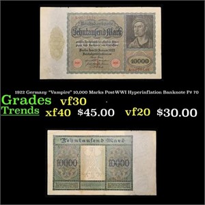1922 Weimar Germany 10,000 Marks "Vampire" Hyperin