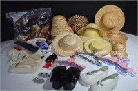 Assorted Doll Hats,Shoes,Wigs,Tights And Hangers