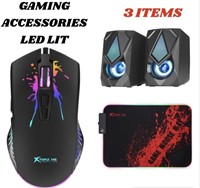 COMPUTER GAMING 3 PIECE ACCESSORIES LOT / ALL RGB