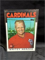 1986 Whitey Herzog Cardinals Topps Card