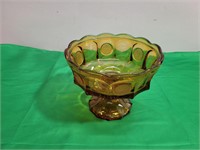 Beautiful Amber Footed Glass Bowl