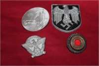 Nazi Pith Helmet Eagle Shield, 1936 Day Badge,
