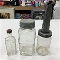 Vintage Glass Jar, Bottle & Oil Dispenser
