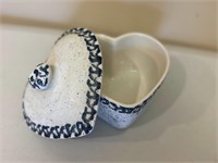 Blue & White Heart Trinket Box