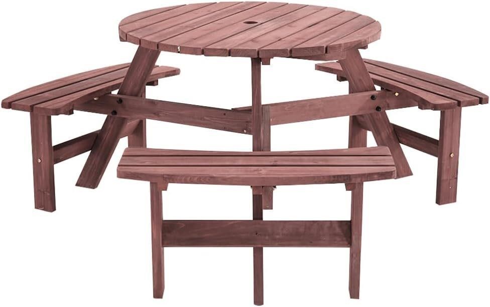 Panana Outdoor Round Wood Picnic Table