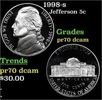 Proof 1998-s Jefferson Nickel 5c Grades GEM++ Proo