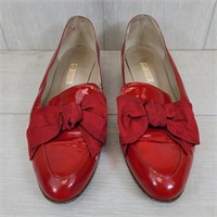 Gucci Red Patent Leather Vintage Flats with Bows