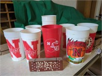 10 Husker cups - plastics - and small Husker