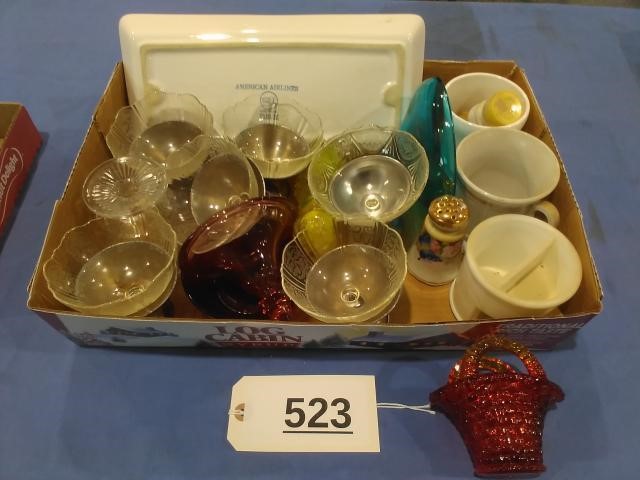 Box of Assorted Glassware w/Sundae Cups