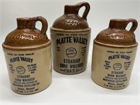 (3) McCormick Platte Valley Whiskey Jugs