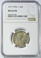 1917 T-1 STANDING LIB. 25C NGC MS-63 FH