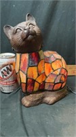 Stain glass cat lamp