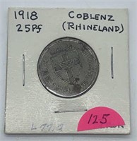 1918 German (Coblenz) 25 Pfennig, Kriegsgeld,