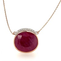 14ct r/g ruby necklet with diamonds