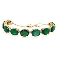 14ct y/g emerald & diamond bracelet
