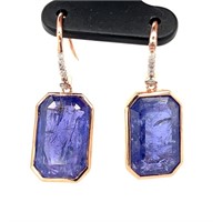 14ct r/g tanzanite & diamond earrings