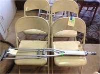 Metal folding chairs, aluminum crutches
