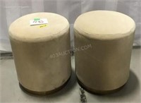 2 Upholstered Ottomans - Ivory 15" x 18"