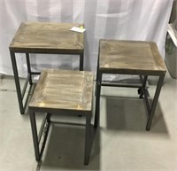 Wood Top & Metal Base Nesting Tables