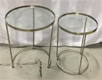 Glass with Metal Base Nesting Tables