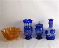Blue and White, Carnival & Crystal Glass-5pcs