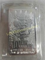 10 Troy oz. .999 USA made Silver Bar in plastic