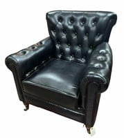 BUTTON TUFTED "CHESTERFIELD" LEATHER CLUB CHAIR