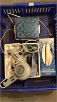 Vintage hair dryer & curlers, washable boots