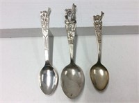 3 Peru Souvenir Spoons - 1 Marked 900 Silver