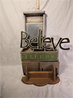 Vintage Washboard, Believe Sign, Wood Decor