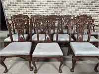 (12) Art Nouveau Chippendale Style Dining Chairs