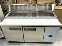 67" Refrigerated Pizza Prep Table on Wheels