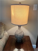 Ceramic & Wood Table Lamp with Shade