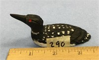 3 1/2" carved ivory loon, scrimmed with a baleen b