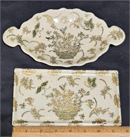 2 Amita Vntg Porcelain Butterfly & Scallop Trays