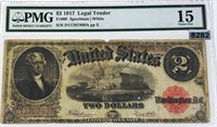 1917 US $2 Red Seal Bill PMG - CHOICE FINE 15