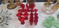 Matching Red juice glasses & stemware