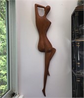 41 INCH TEAK NUDE WALL ART VINTAGE