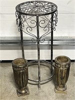 Plant Stand & 2x Vases