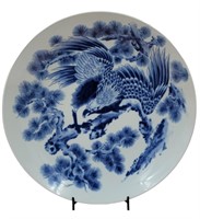 A Fine Japanese Blue And White Charger Signed 19th