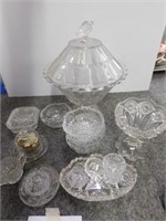 Pattern Glass, covered compote, damaged,