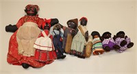 (8) Black Cloth & Wood Dolls