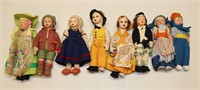 (8) Lenci Style Felt Dolls 8 Inch