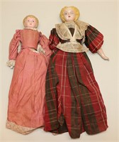 (2) Minerva Style Tin Head Dolls