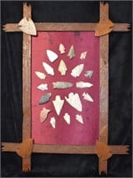 Frame of 20 Arrowheads found in Missouri.