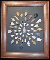 Frame of 45+ Birdpoint Arrowheads found in Missour