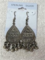 STERLING SILVER MOON AND STARS DROP EARRINGS 2.50