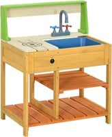 Outsunny Outdoor Mud Kitchen for Kids  Wooden Kitc