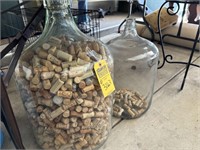 GLASS WATER JUGS - 1- FILLED WITH WINE CORKS