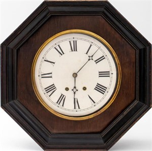 Octagonal Clock in Hardwood Case